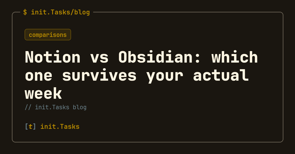 Notion vs Obsidian: which one survives your actual week — init.Tasks blog