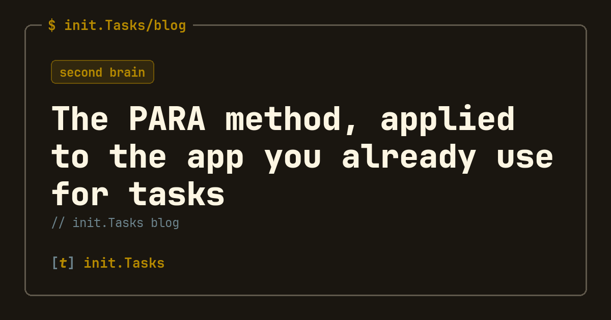 The PARA method, applied to the app you already use for tasks — init.Tasks blog